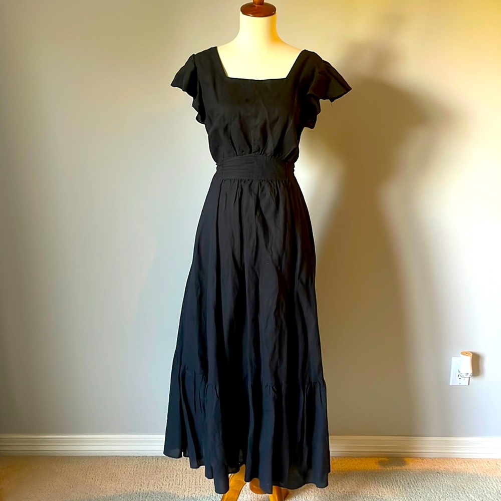 ⚡️SALE⚡️ Free People Linen Open Back Flowy Black Maxi Dress